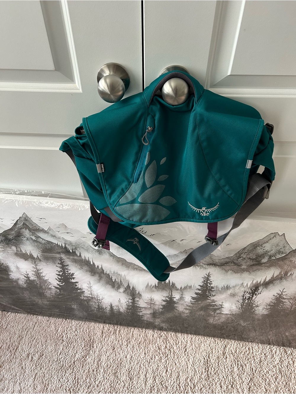 OSPREY Teal Women's Messenger Bag with Plum Accents